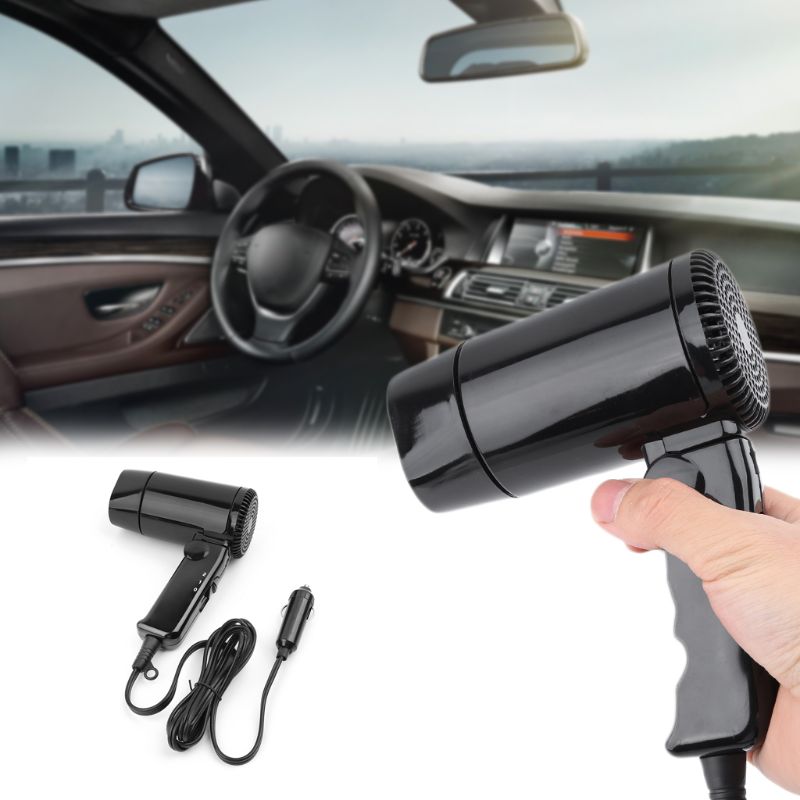 Secador de pelo portátil para Estilismo de coche, 12V, plegable, frío y , Descongelador de ventanas