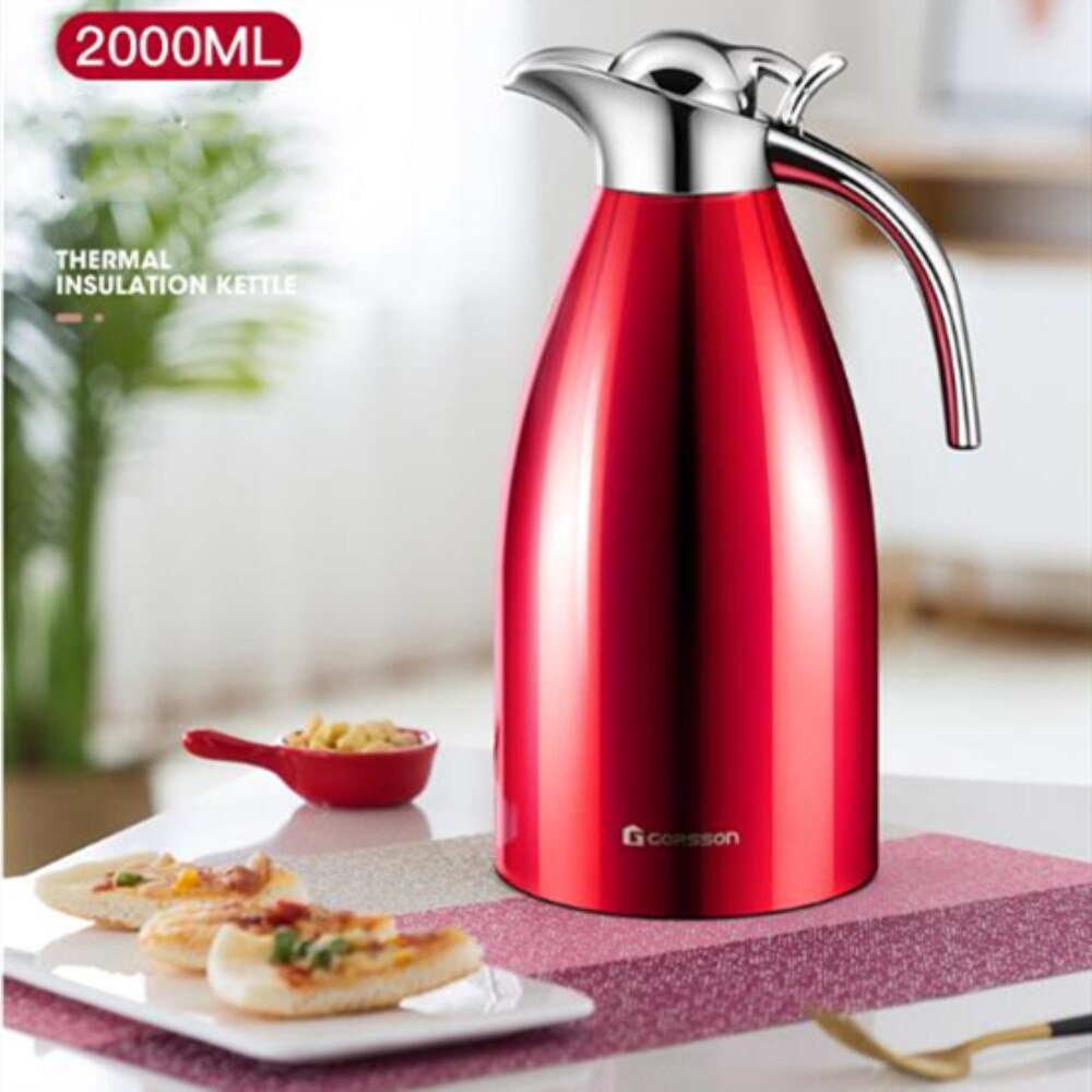 2l Stainless Steel Water Bottle Double-wall Vacuum Insulated Pot Coffee Pots Thermal Carafe Insulation Jug Flask