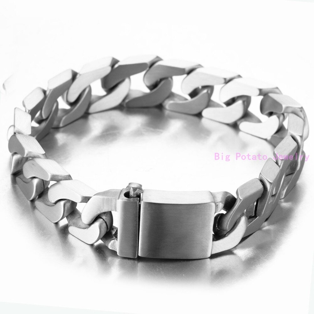Heavy Enorme Zilveren Kleur Cubaanse Curb Casting Link Chain Armband 316L Rvs Cool Mannen Armband Sieraden 12 Mm * 22 Cm