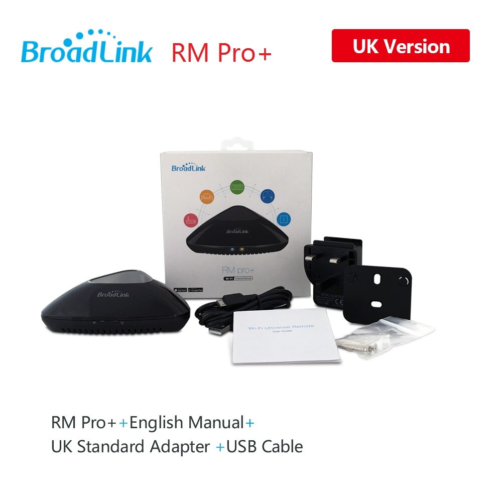 Rm pro + smart hjemmeautomatisering smart universal wifi + ir + rf trådløs fjernbetjening kompatibel til alexa og google home mini: Uk standard