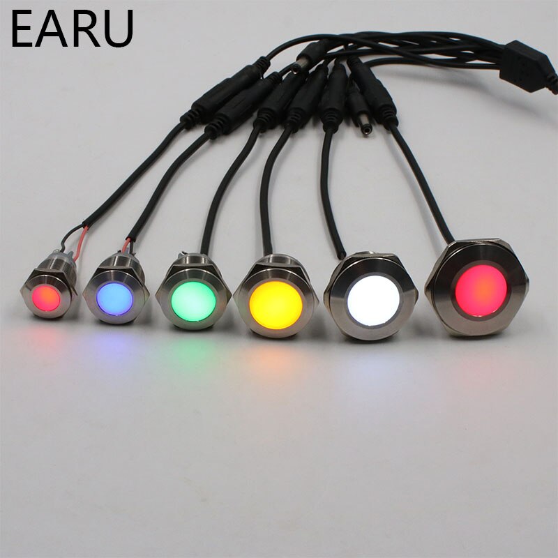 30mm IP67 Waterproof Metal LED Indicator Signal Pilot Warning Lamp Light 5V 12V 24V 110V 220V Red Green Blue Yellow White Boat