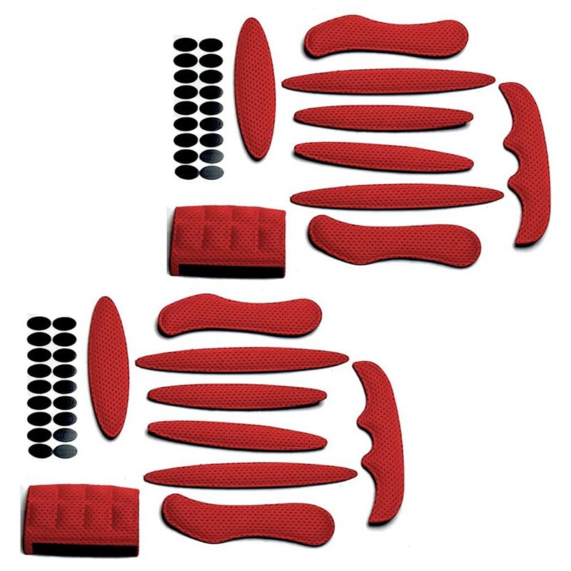 2 Pack Universal Fietsen Vervanging Spons Pads Set Helm Kussens Kit Voor Fiets Fietsen Motorhelm: Red