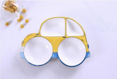 Assiette en céramique créative en forme de voiture, meilleure , vaisselle pour enfants, fruits secs sains, assiette à Dessert, bons pour enfants, 1215: yellow