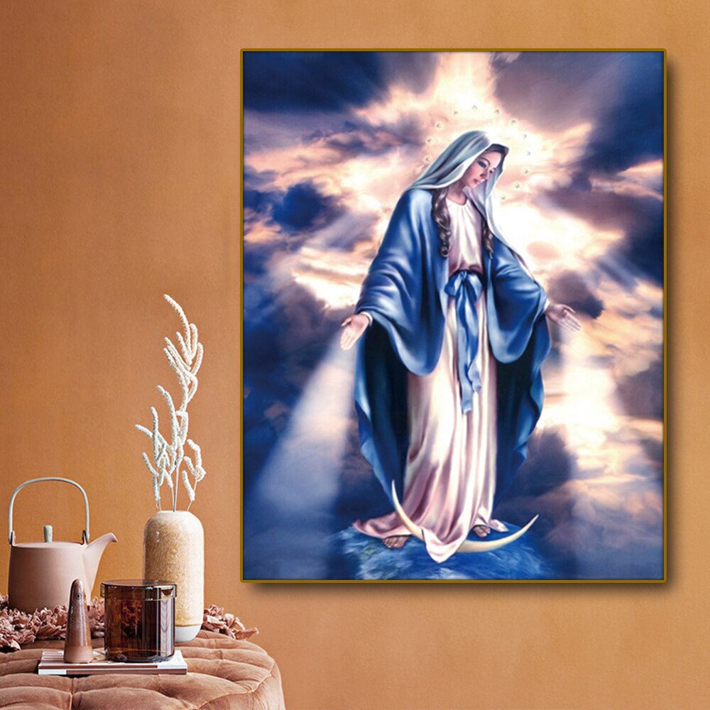 Virgin Mary Decoratie Canvas Schilderij Kalligrafie Wall Art Print Home Decor Canvas Muur Foto 'S voor Woonkamer Kerk