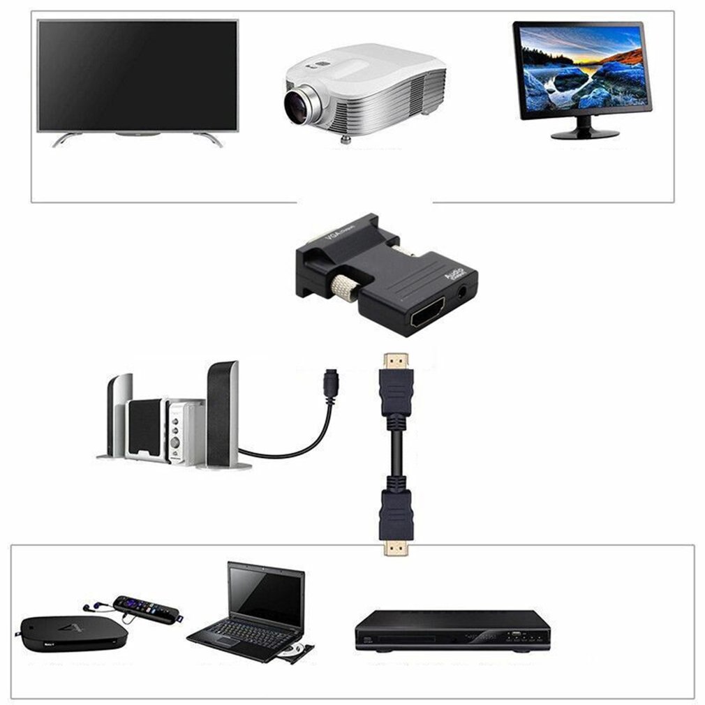 Convertitore HDMI femmina a VGA maschio compatibile con adattatore Audio supporto uscita segnale 1080P per PC proiettore Monitor TV portatile