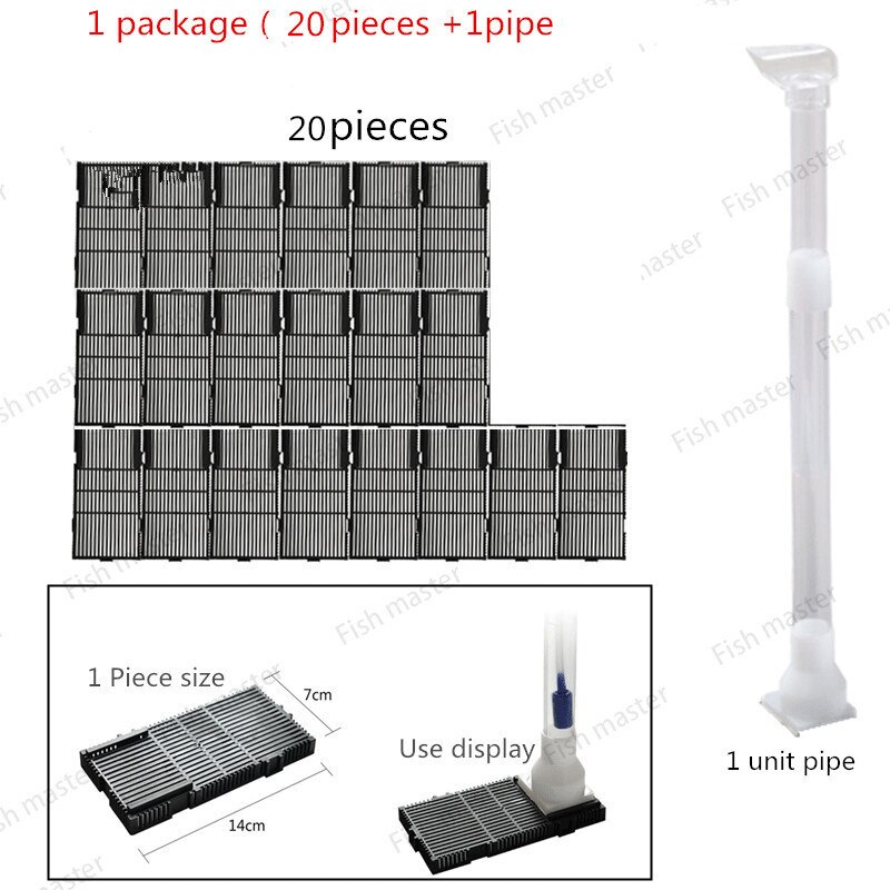 aquarium fish tank under gravel filter bottom sand filter 12/16/20/24/28/32 pcs plates+ extensible pipe: 20 pieces and 1 pipe