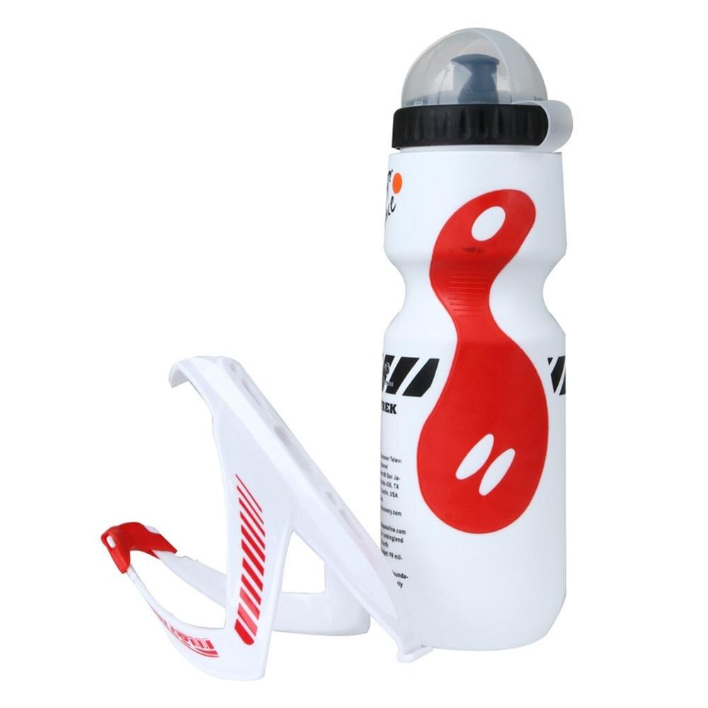 650ml mountainbike cykel cykling vand drikkeflaske + holder bur udendørs sport plast bærbar kedel vandflaske drikkevarer: Hvid