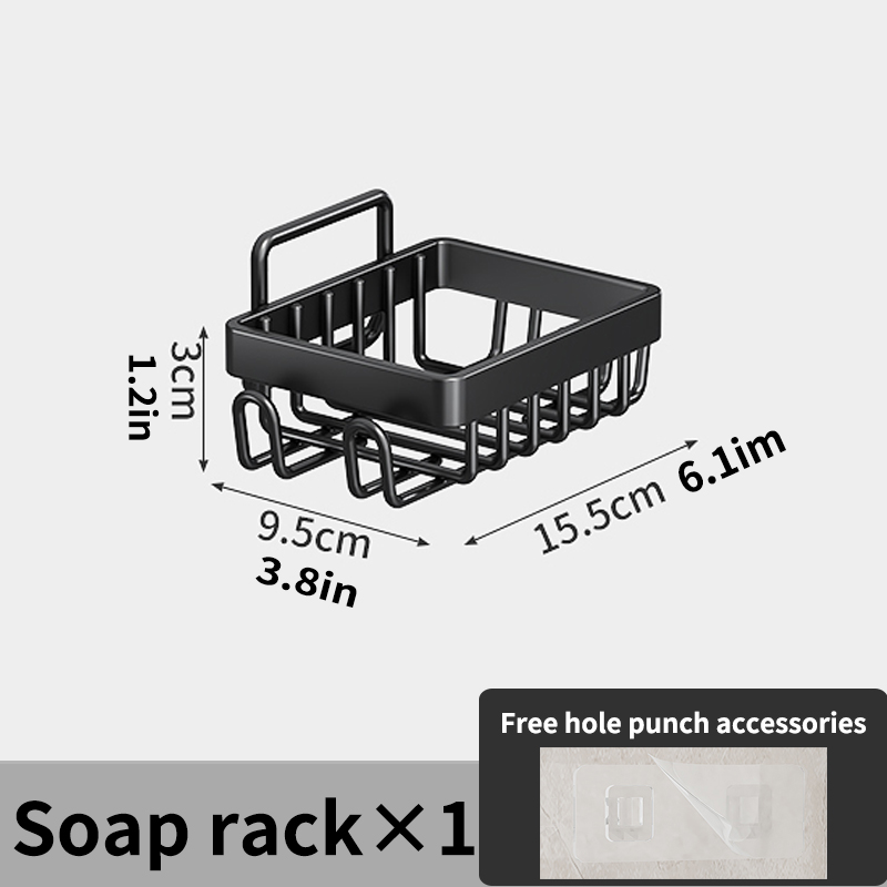 Badkamerplank, badkamerset, doucheplank, shampoorek, keukenkruidenrek, hoekrek, wandgemonteerd rek zonder spijkers, bad: Black