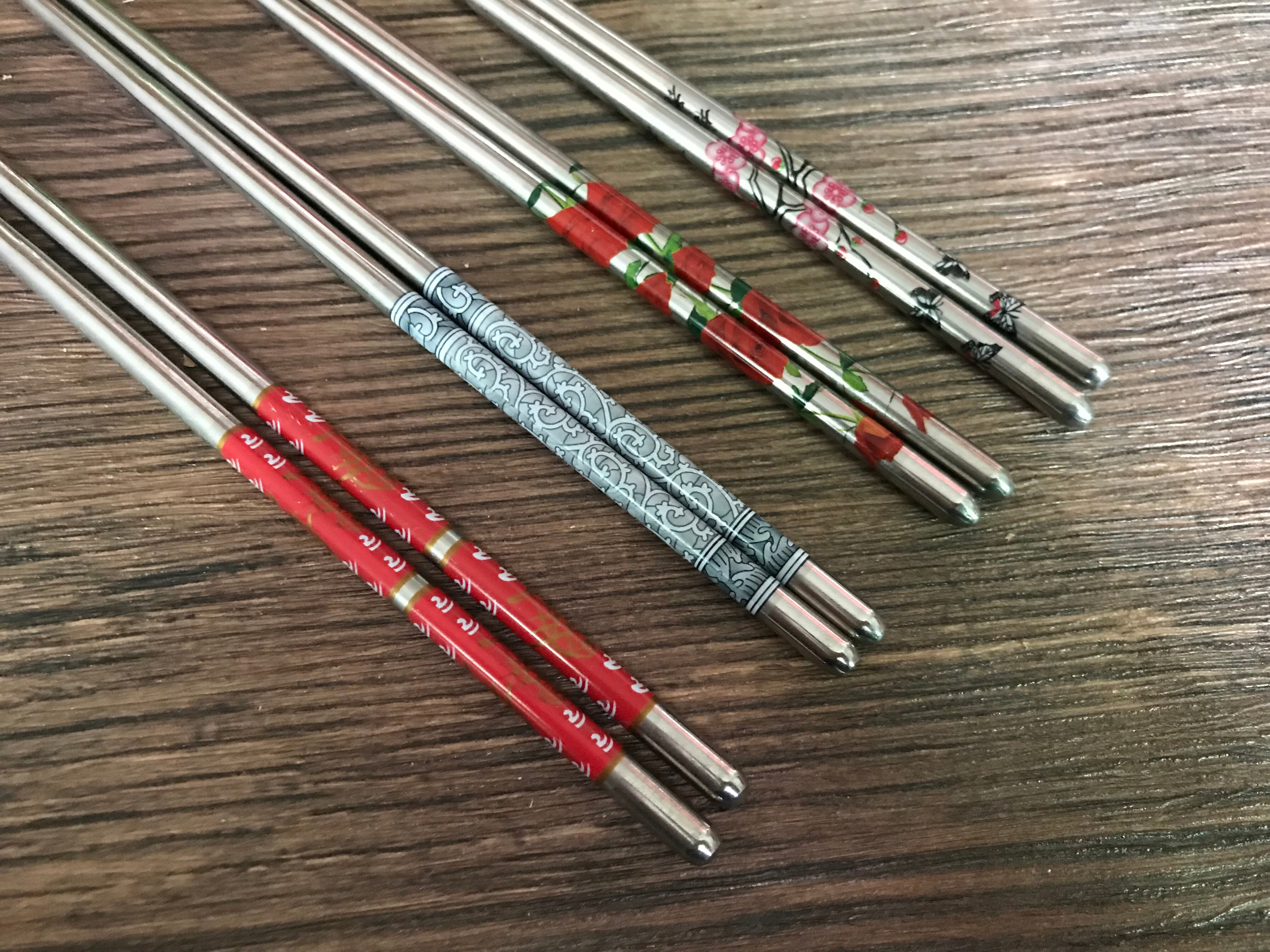 10 Pairs 304 Stainless Steel Chopsticks Set Luxury Non-slip Plum Flower Chinese Japanese Chopsticks Sushi Sticks Palillos Chinos