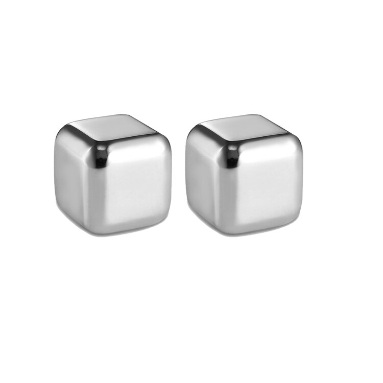 Whiskey Stainless Steel Ice Cubes Wine Cooler Reusable Ice Cubes 2 4 6 8 Pecs Whiskey Wine Metal Ice Cubes Stainless Steel: 2 Pecs as picture
