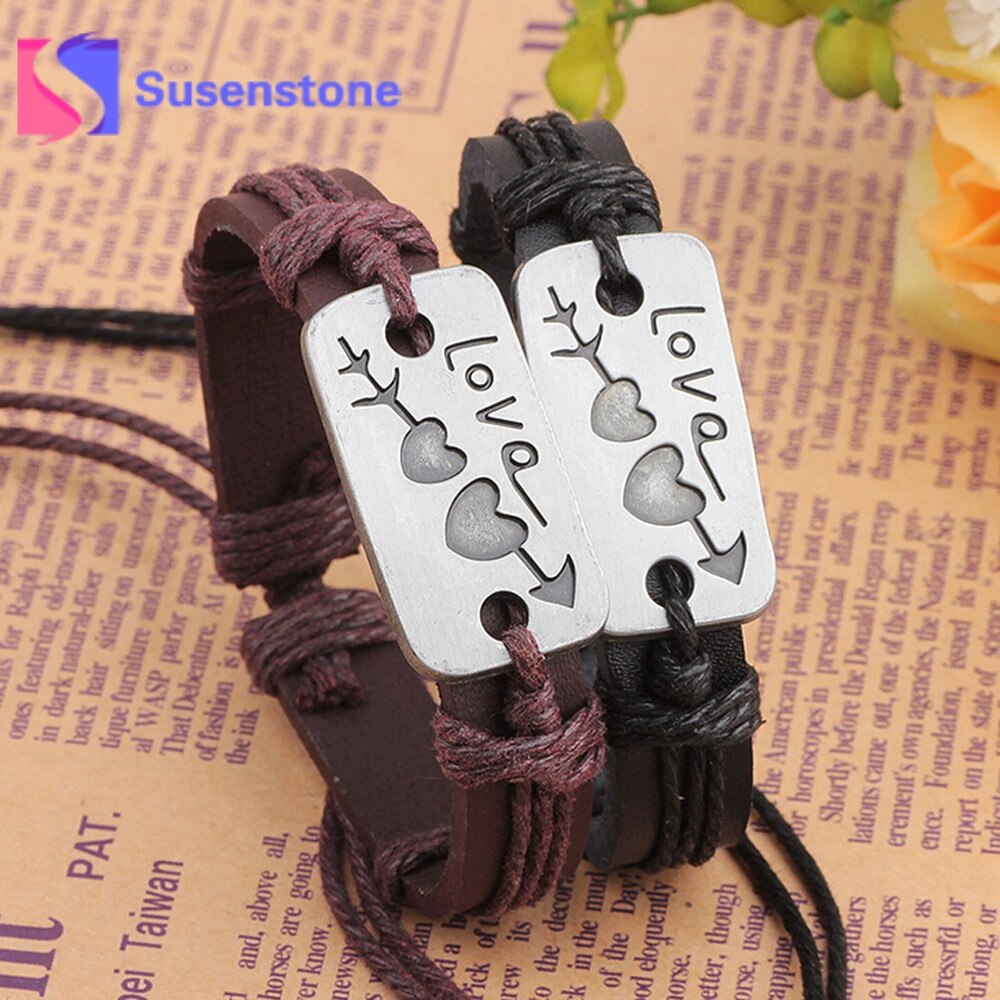 Vintage Retro Men's Adjustable Wrap Leather Wristband Womens Handmade Bracelet Bangle for Couples Male DIY Jewelry Pulsera