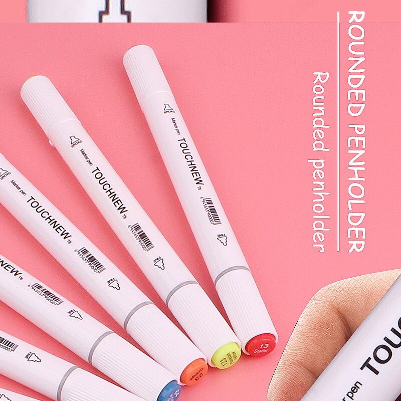 TOUCHNEW Markers Felt-Tip Oily Twin Brush Marker Pen for Drawing Manga Lettering Brush Pens