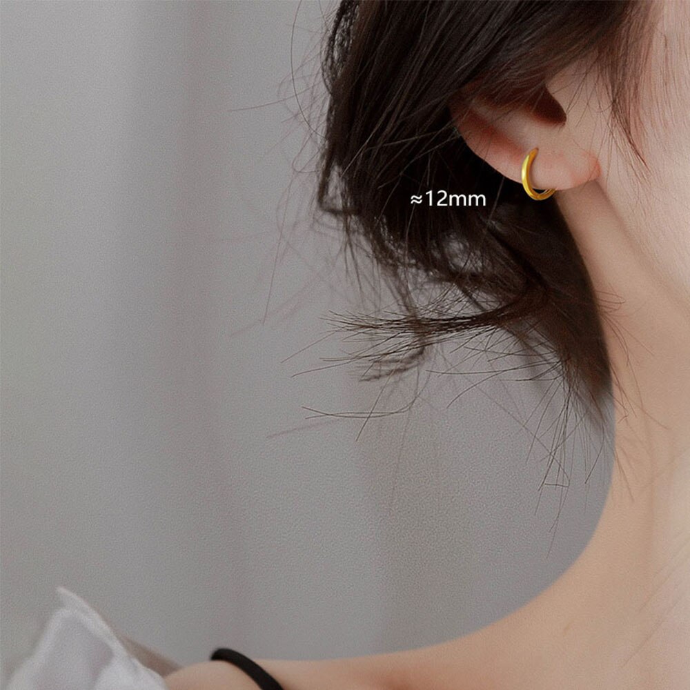 1 Pair Minimalist Small Hoop Earrings For Women Gold Tiny Round Earrings Huggie Earrings 6mm/8mm/10mm/12mm: gold 12mm