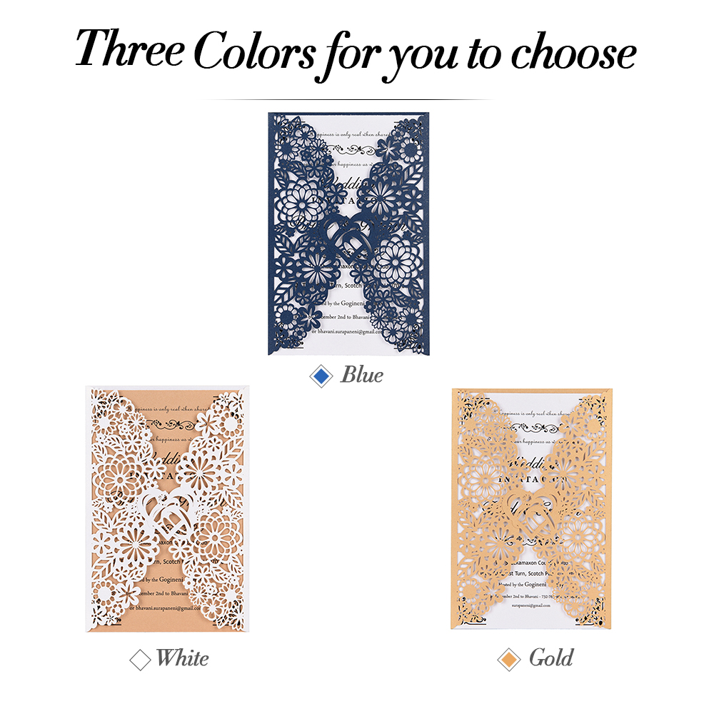 Pearl Paper Floral Invitations Cards For Wedding Birthday Wedding Cards with Blank Inner Sheet Wedding Invitations Cards 10PCS