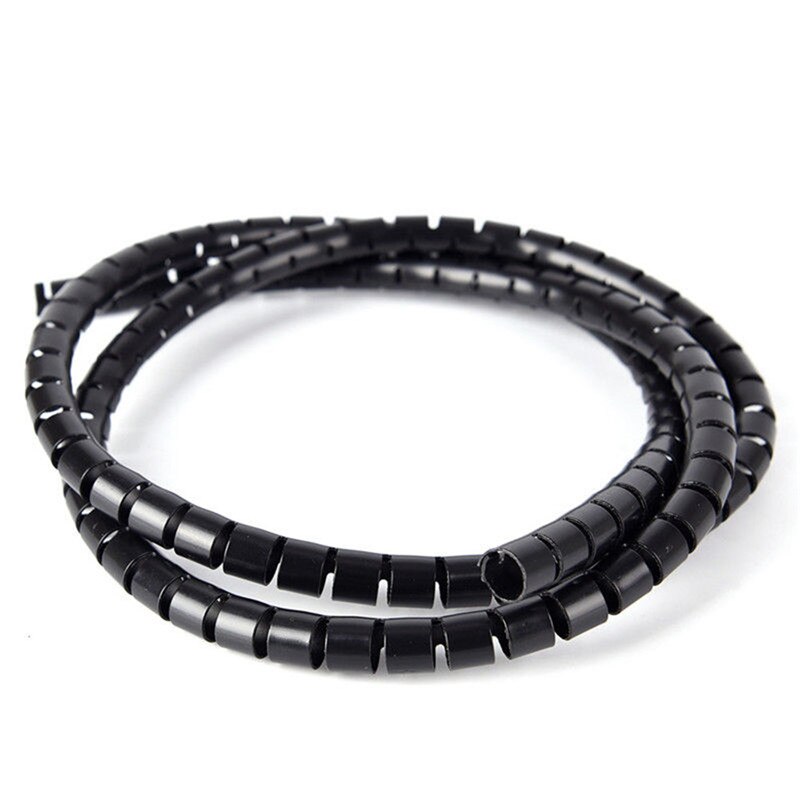 1M PC TV 10/25mm Cable Banding Organizer Spiral Wrap Tidy Cord Wire Organizer Line Cable Clip Ties Fixer Fastener Holders: 1m black 10mm