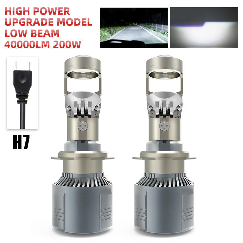 HL 2x H7 H4 H11 LHD LED faro Mini lente proyector 120W 12000LM 9005/9006 Auto luces altas y bajas bombilla Canbus para coche/Motor 12V: Azul