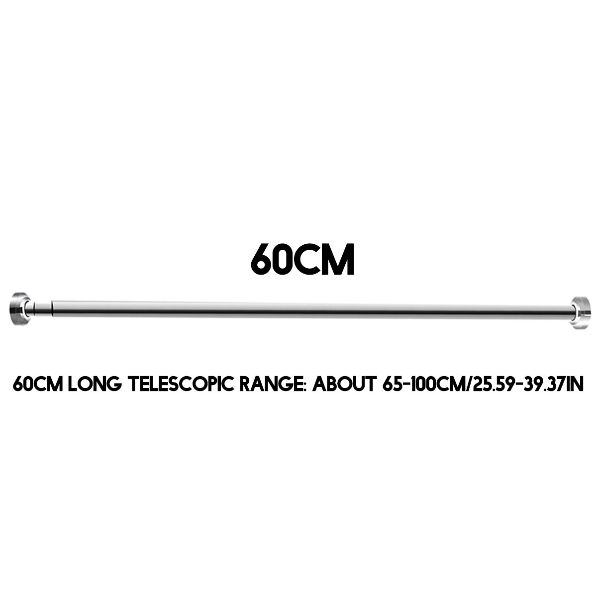 50CM-150CM Shower Curtain Rod Curtain Pole Adjustable Stainless Steel Spring Tension Rod Rail for Clothes / Towels / Curtains: 60cm