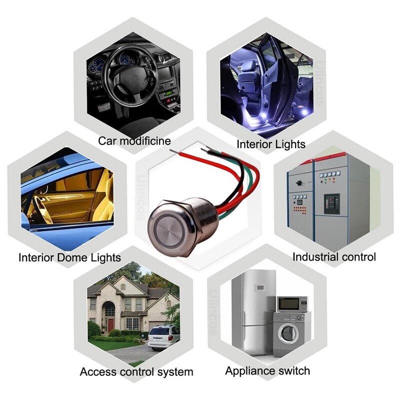 Press Switch Stepless Dimming Switch, LED on When Device ON, Suitable for 19mm 3/4Inch Mounting Hole