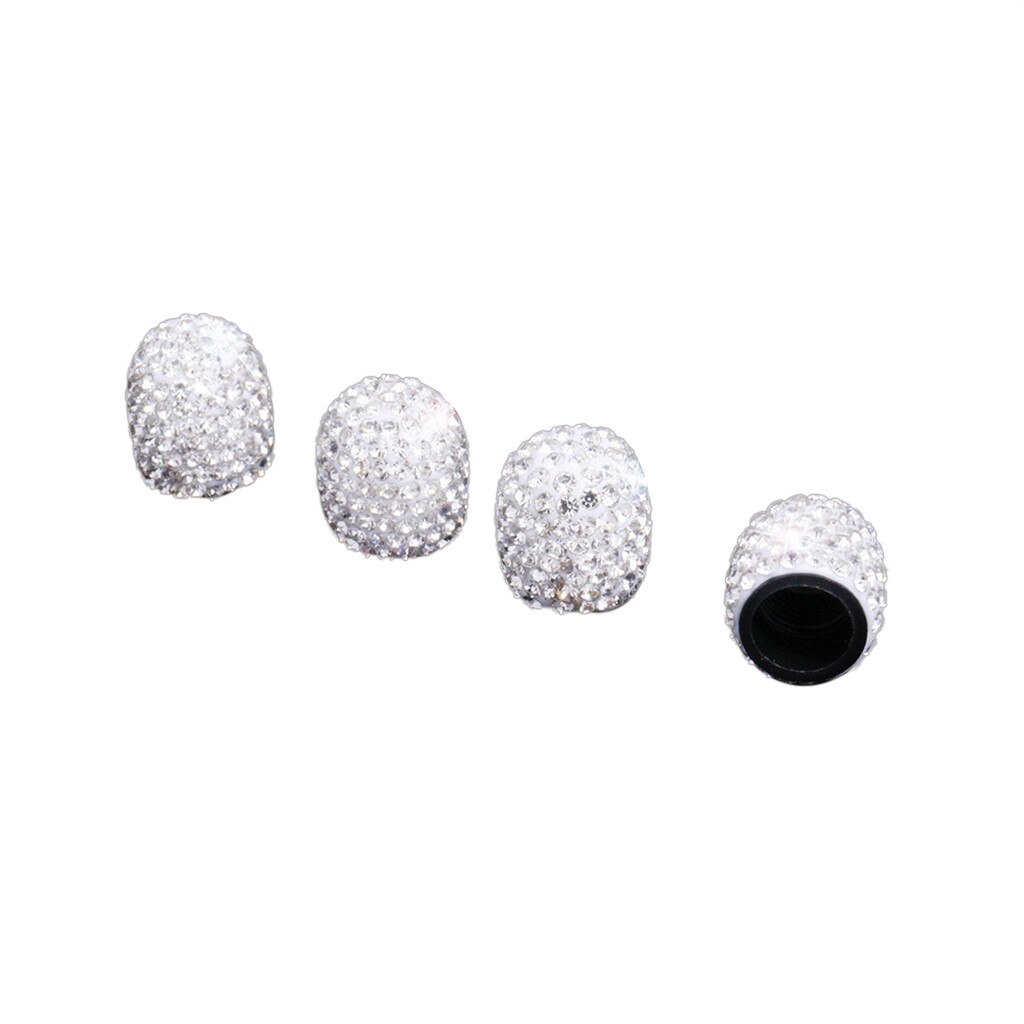 4PCS Universal Car Accessories Tire-Valve Stem Caps Jeweled Bling Rhinestone Tires Wheel Valves Tyre Air Cap Cover Car Utility: F