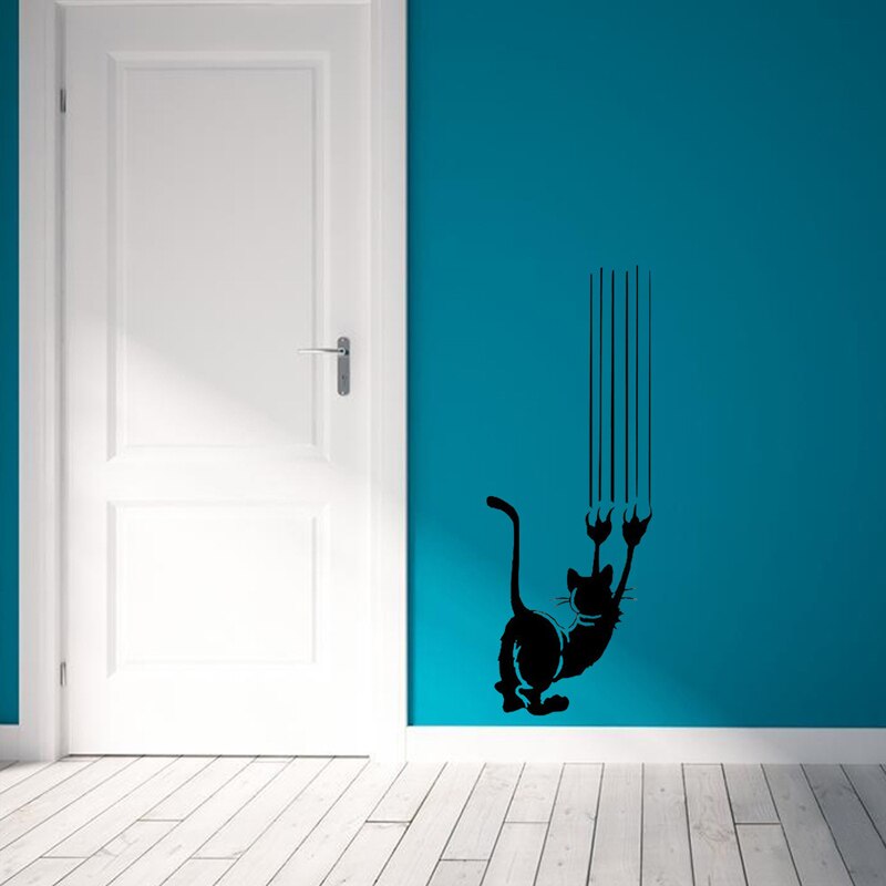 Nette katze wand aufkleber Tür/Wand dekoration wohnzimmer hintergrund wandbild kunst decals abnehmbare kitty lustige aufkleber