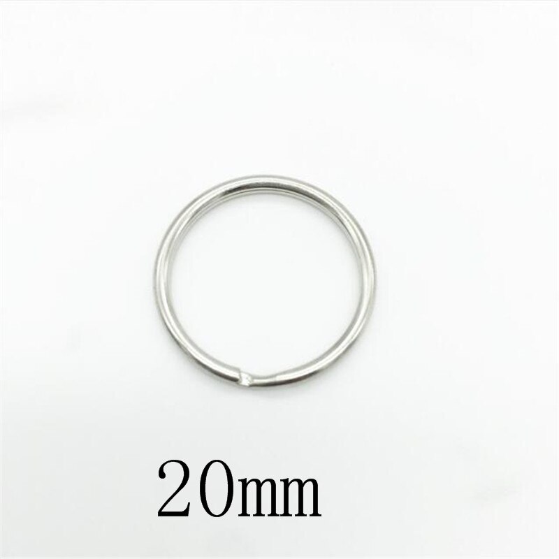 50pcs/lot 12mm 15mm 20mm 25mm 28mm Stainless Steel Hole Key Ring Key Chain Rhodium Plated Round Split Keychain: 20mm