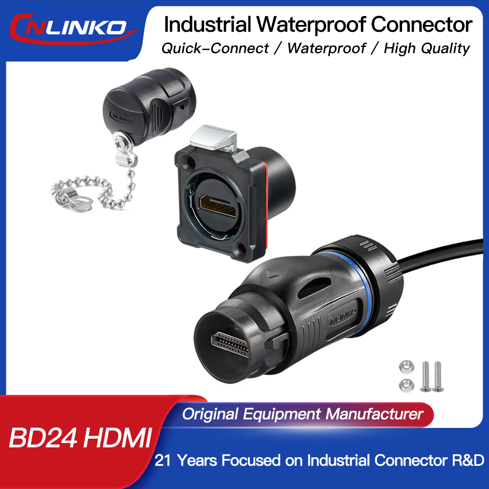 CNLINKO M24 Wasserdichter HDMI-kompatibler 2.0-Kabelstecker Hochgeschwindigkeitsübertragungsstecker für Computer UHDTV-Videoprojektor