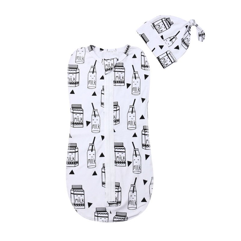 Leuke Pasgeboren Baby Katoen Rits Inbakeren Gedrukt Deken Wrap Slaapzak 0-6M: C1  0 to 3M