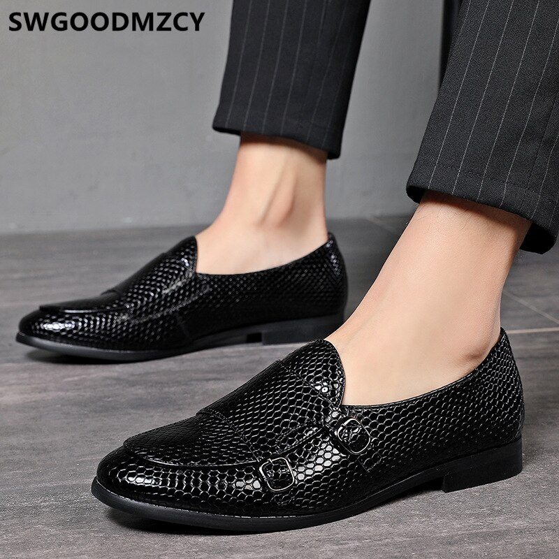 Zapatos De Vtir Con Correa De Monje Para Hombre, Zapatos De Piel De Becerro Auténtica Con