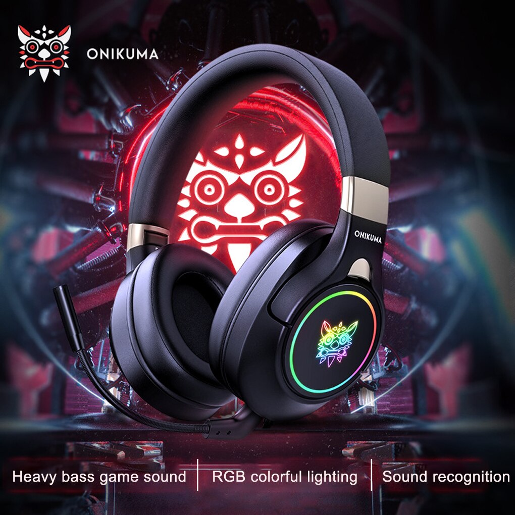 Onikuma stereo-kopfhörer mit kabel und led-beleuchtung, gaming-headset, tragbarer ohrhörer, online-meeting-laptop-zubehör