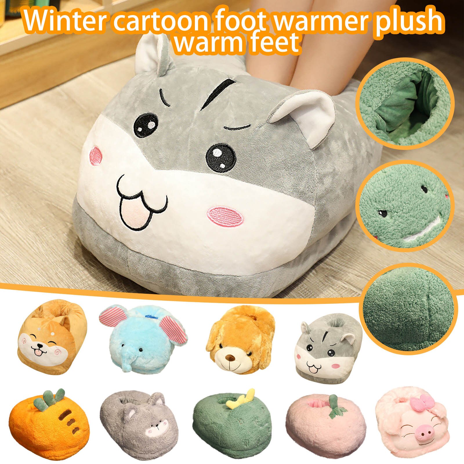 Scaldapiedi cartone animato carino cuscino caldo inverno tenere in caldo pantofole scarpe scaldapiedi massaggio per donna uomo scaldapiedi 35x25Cm
