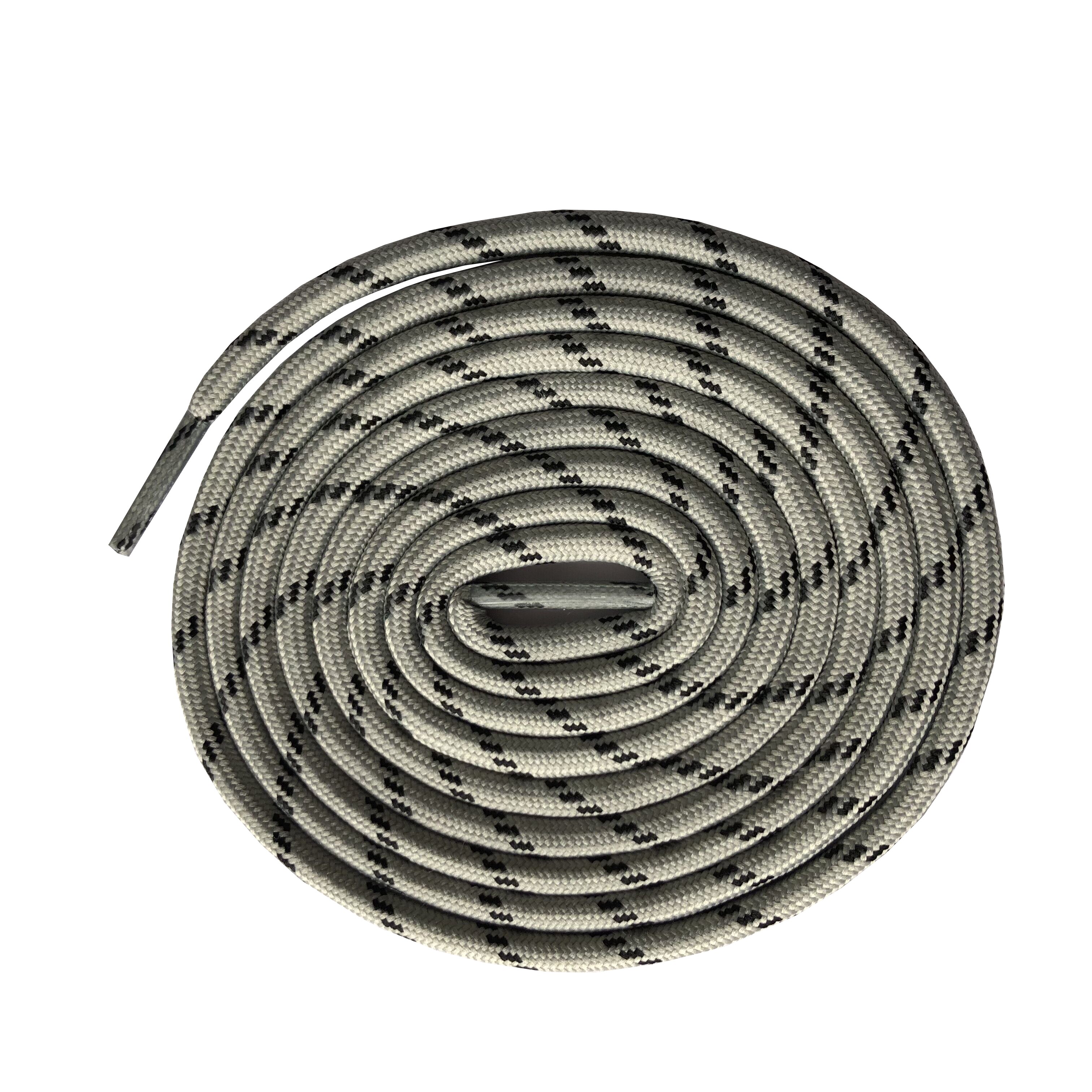 Round Shoe Laces of Polyester Shoelace Strings for Working Hiking Boots 120 - 140 CM: light grey black / 120CM