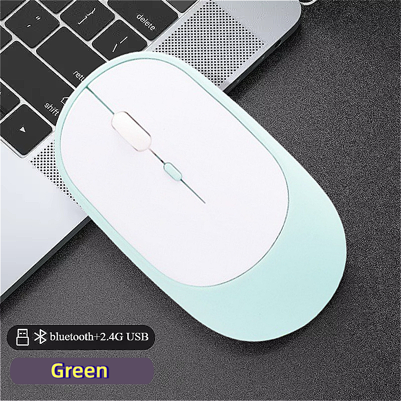 MINGCVIL Wireless Mouse Bluetooth USB Silent Mice Adjustable DPI Ergonomic Rechargeable Gaming Mouse For Xiaomi Tablet: WHITE