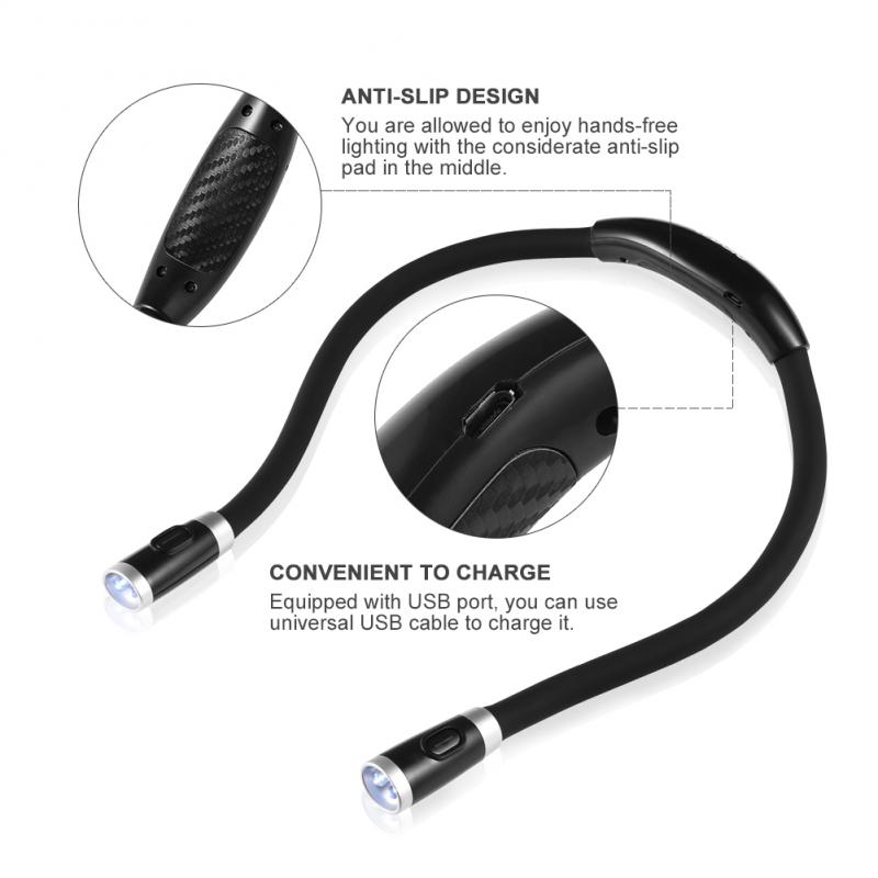LED Neck Light Book Reading Lamp Flexible Handsfree Night Flashlight Camping Light Led Night Flash Light Outdoor Camping Light