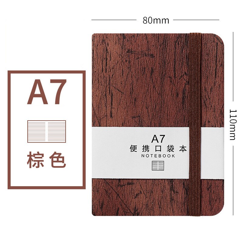 Kawaii 100 Sheets Portable Notebook A6 A7 Bullet Journal Notebook Foreign Languages Word Book Vocabulary Memory Study Stationery: A7 Brown