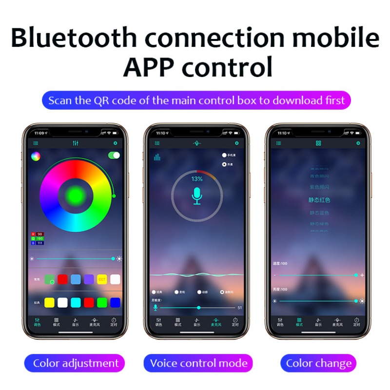 Neon LED Car Interior Ambient Foot Strip Light Kit Accessories Backlight Remote App Music Control Auto RGB Decorative Lamps