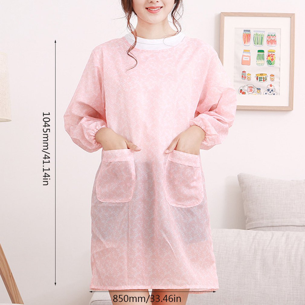 Korean Home Kitchen Long-sleeved Apron Adult Smock Unisex Anti-wear Waterproof Anti-oil Overalls