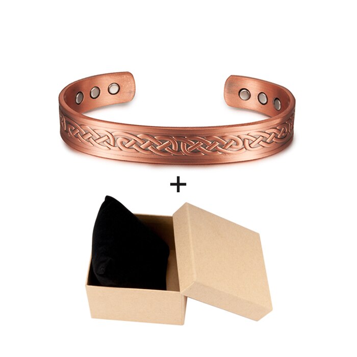 Vinterly viking armbånd mænd ren kobber justerbar manchet armbånd energi armbåndsbånd magnetiske armbånd armbånd til gigt: Boks