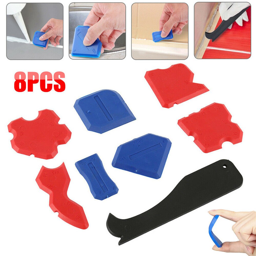 8 Stks/set Siliconenkit Spreader Spatel Caulking Kit Cement Kalefateren Schraper Removal Tool Kit Vloer Tegel Randen Cleaner Hand Tool