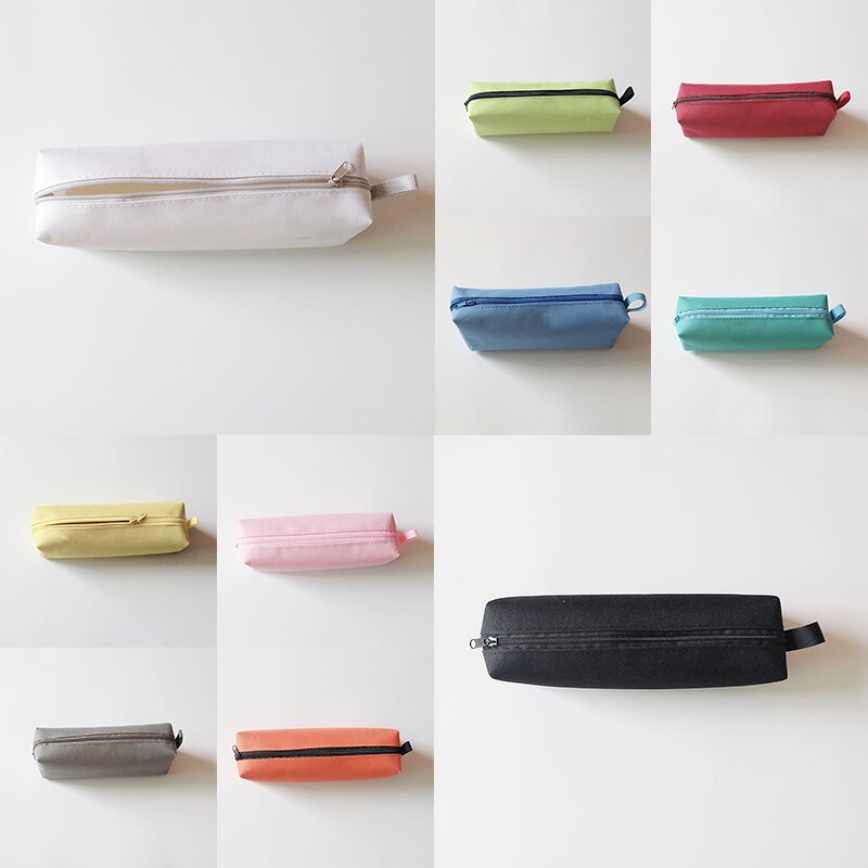 Pencil Case Makeup Bag Canvas Zipper Pen Bag Box Solid Cosmetic Bag School Stationery Bag Cosmetic Brush Bag For Girl Boy