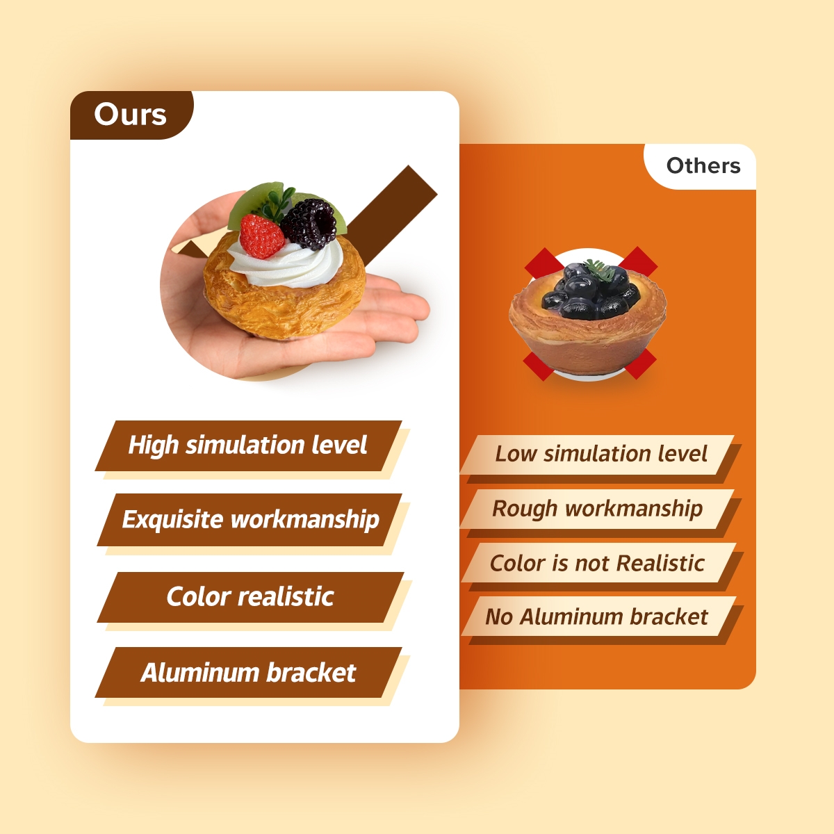 Artificiell tårta dessert leksaker tårta modell realistisk fotografi matsimulering magnetisk kylskåpsdekoration