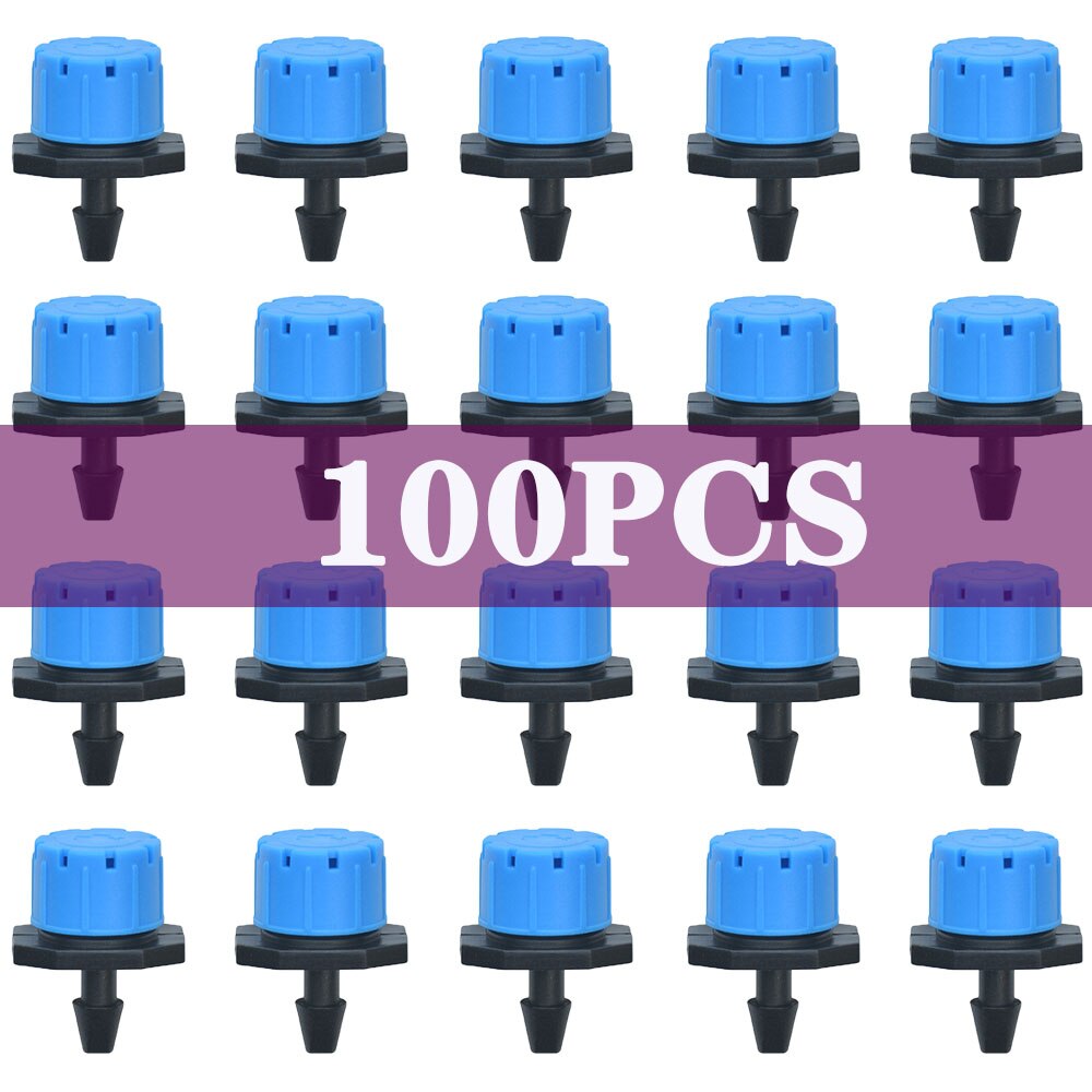Adjustable 1/4 Irrigation Misting Dripper Sprinkler Head Hose Garden Micro Flow Drip Head Greenhouse Watering Tool for Garden: 100pcs 8-Hole Blue