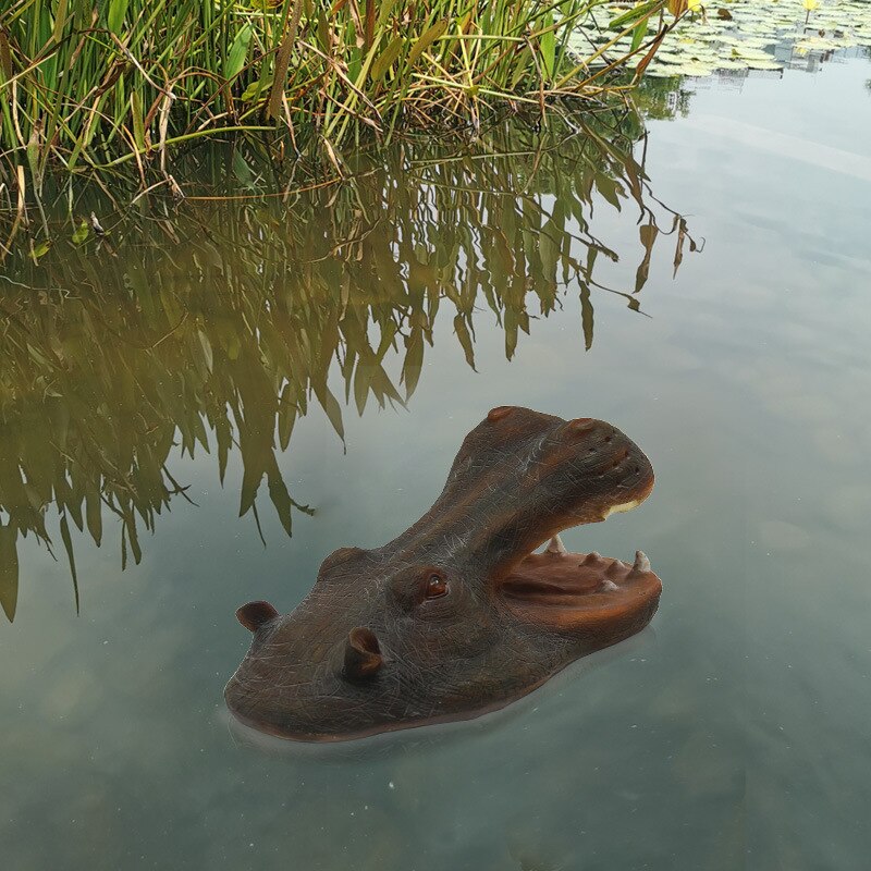 Tête d&#39;hippopotame, dos de requin effrayant, étang de jardin, ornements d&#39;animaux flottants, jouets amusants, décoration de Simulation de poisson de piscine: 4