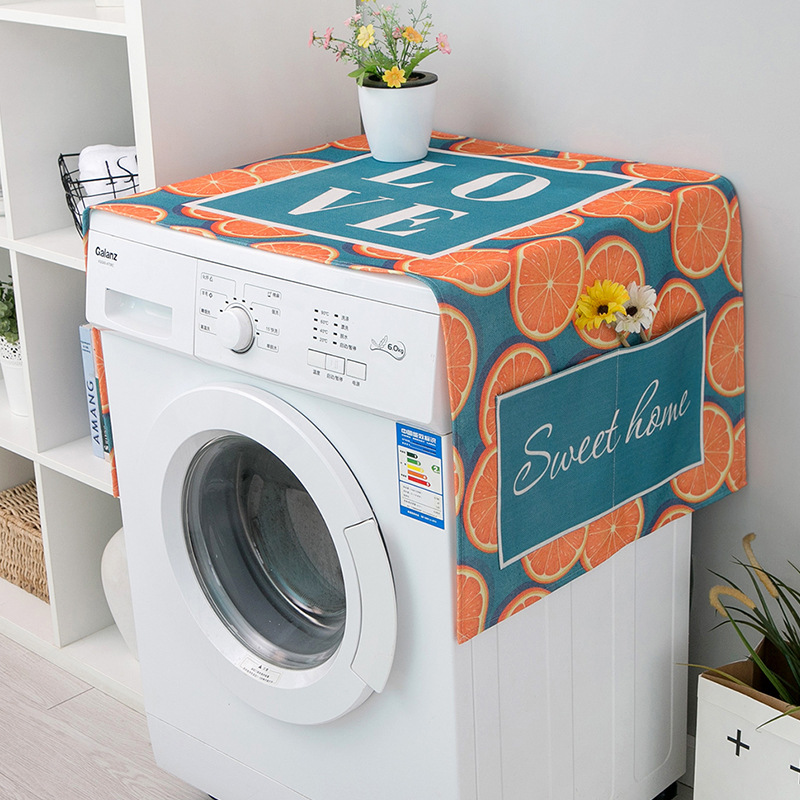 Nordisk grøn plante vaskemaskine dække køleskab mikroovn bomuld linned vandtæt dækning: 7