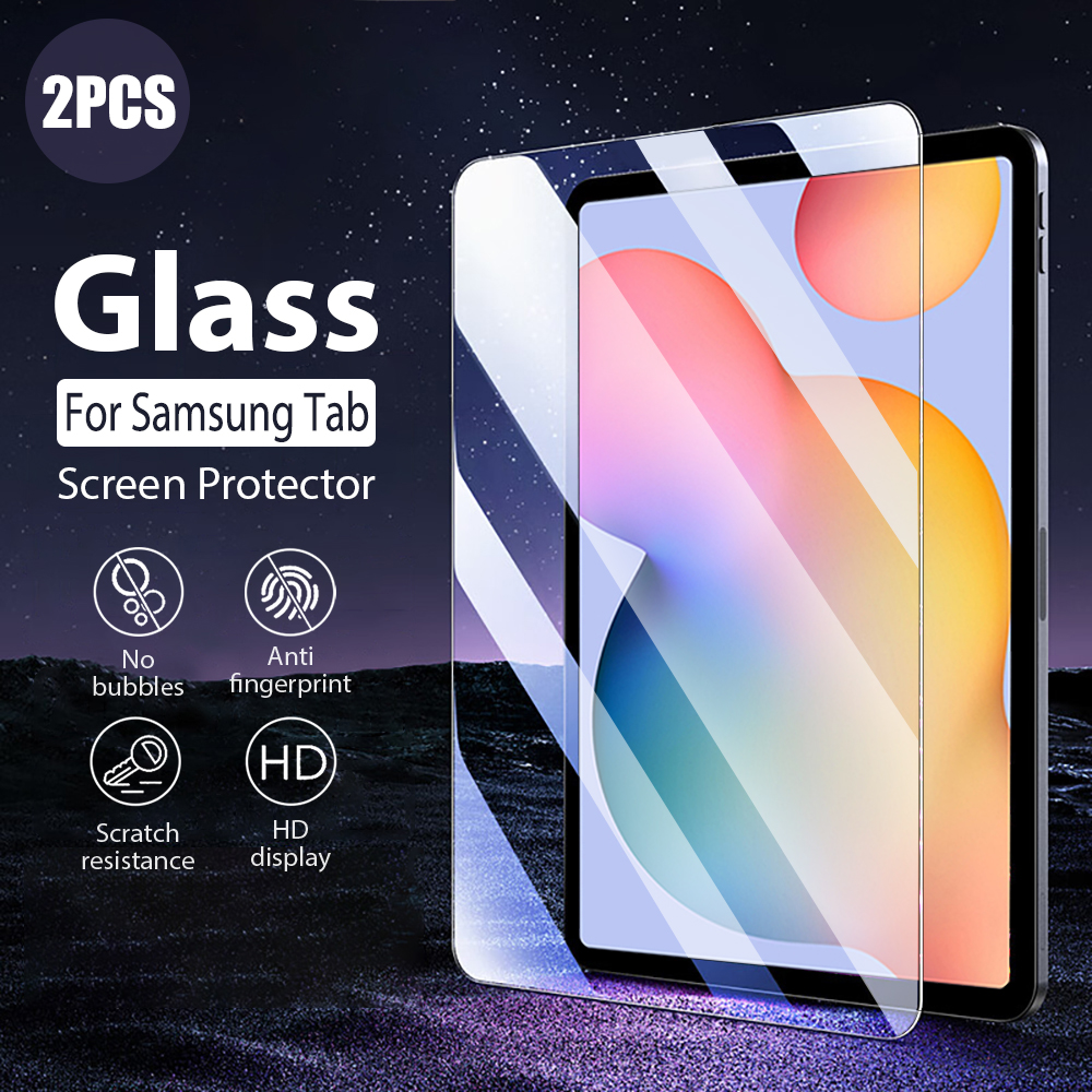 Protector de pantalla de vidrio templado para Samsung Galaxy Tab S6 Lite, S7 Fe Plus, S8 Ultra, A7 Lite, A8, S4, S5e, 2 unidades