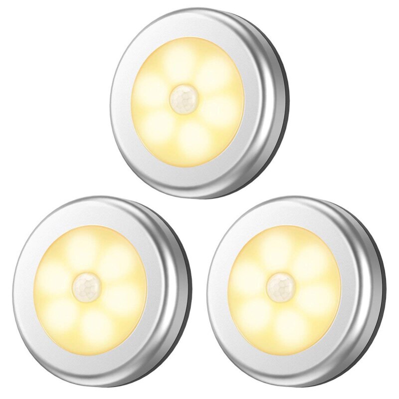 6 LED Motion Sensor Lights PIR Wireless Night Light Battery Hallway Cabinet Stair Lamp 3M Sticker Smart Home Control