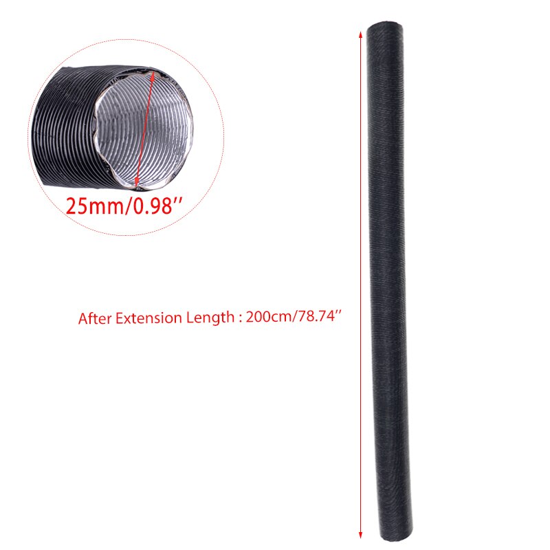 25/42/60/76/90mm Air Intake Outlet Exhaust Stretch Corrugated Hose Pipe Flexible Combustion For Webasto Eberspacher Auto Heater: 200cmx2.5cm(LxID)
