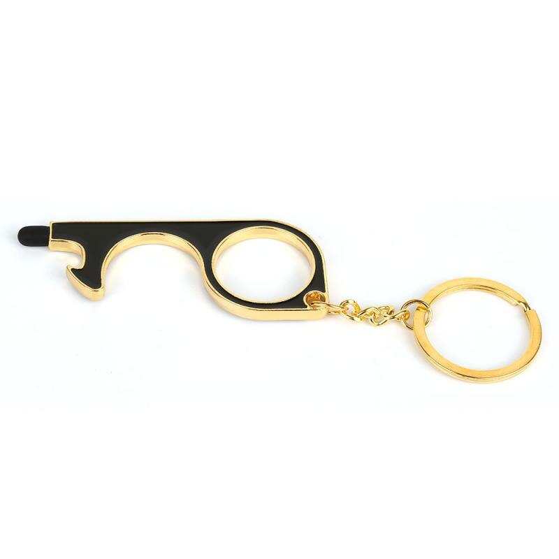No Touch Open Door Tool Beer Trigger Touch Screen Key Chain Anti Contact Door Opener Tool Contactless Safe Elevator Artifact: black