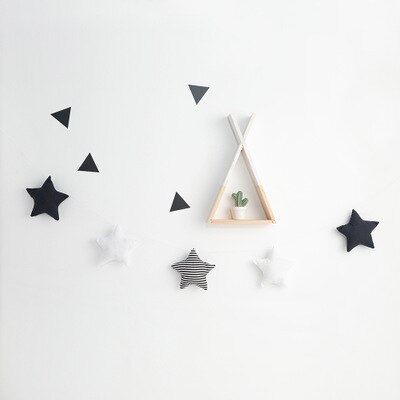 5 pièces étoiles tente corde suspendue chambre lit décoration pendentif nordique mur enfants chambre photographie jouet enfants noël accolade: Rayé noir