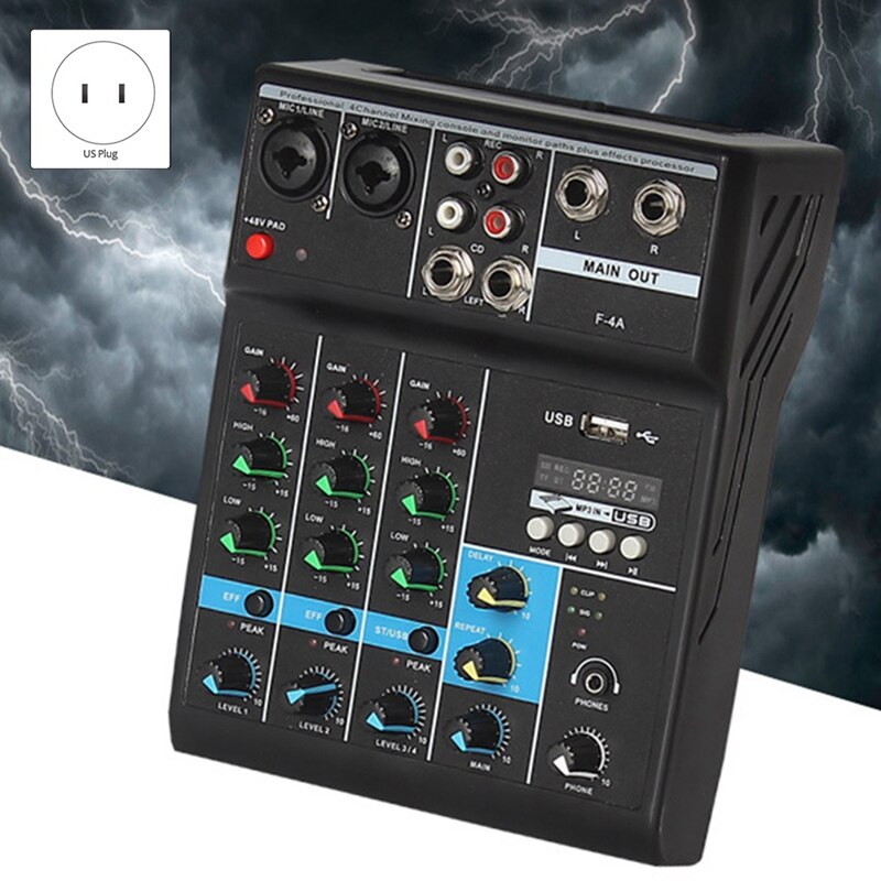 4 Channel Bluetooth Mixer DJ Audio Mixer Small USB... – Vicedeal