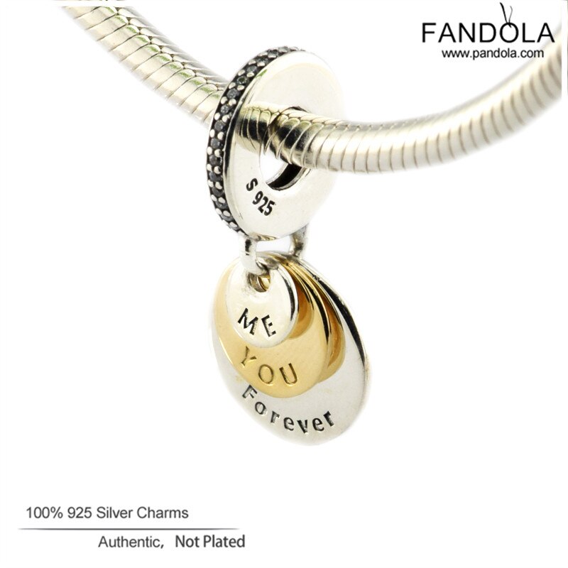 Genuine 925 Sterling Silver You & Me Forever Dangle Charms Beads for Jewelry Making Fit Original Charms Bracelets